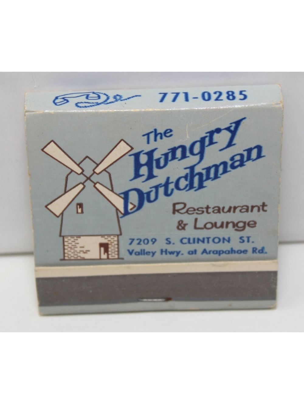Vintage 1960s Matchbook The Hungry Dutchman Restaurant & Lounge Denver, Colorado